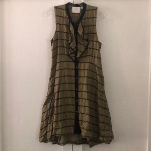 Green & black sleeveless dress.